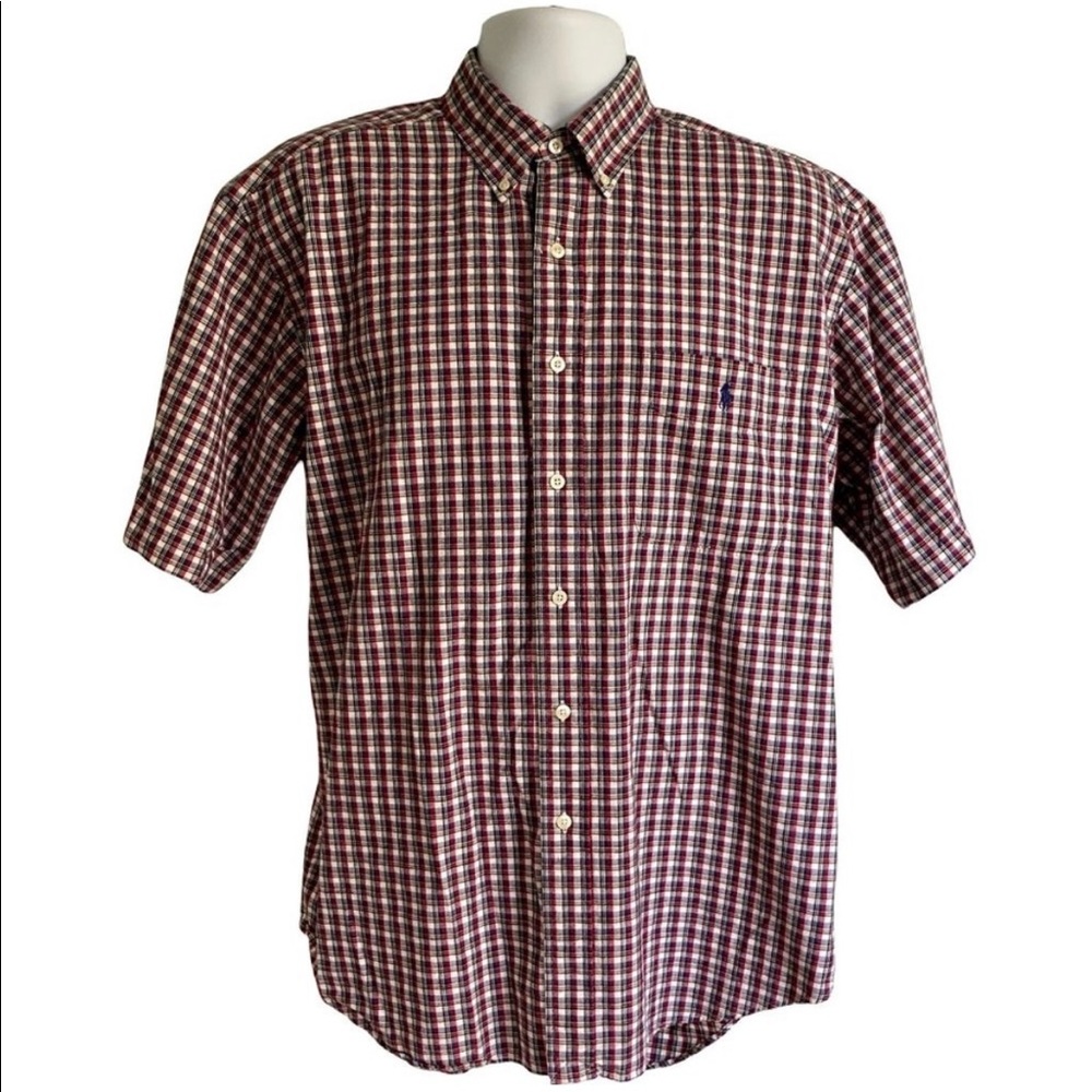Ralph Lauren Blake Short Sleeve Cotton Button Down Mens Shirt Large